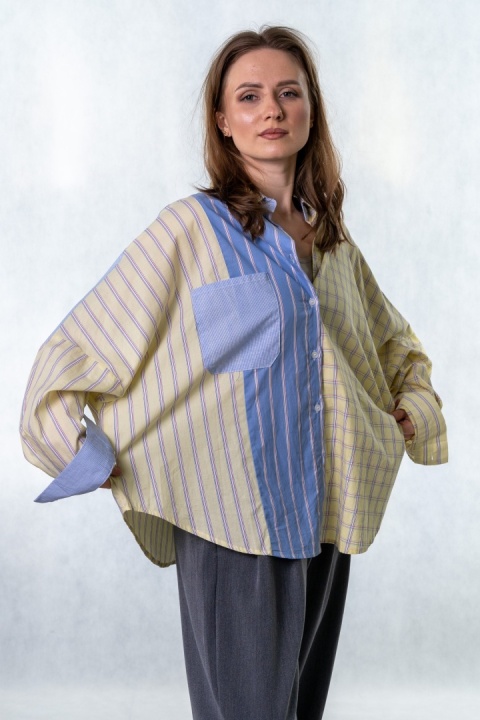 Koszula oversize patchwork WIYA - Giallo