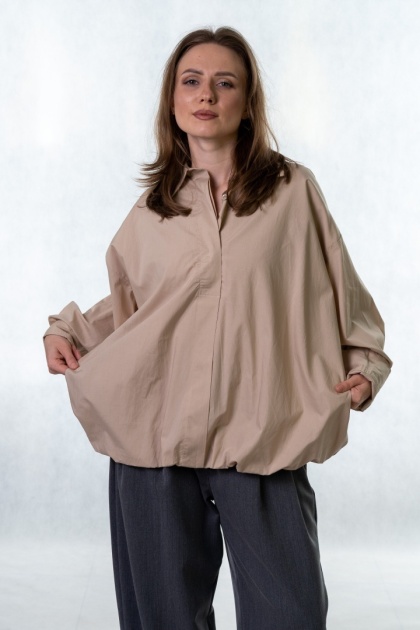 Koszula oversize z lyocellu i bawełny - Gioya & Co. Beige