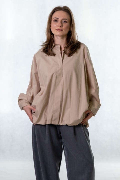 Koszula oversize z lyocellu i bawełny - Gioya & Co. Beige