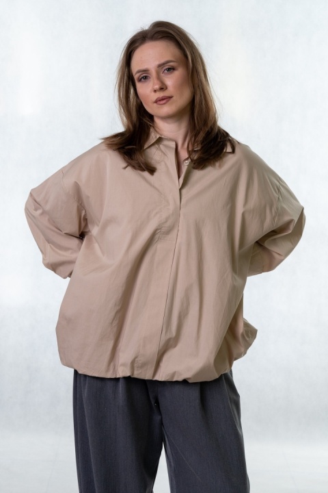 Koszula oversize z lyocellu i bawełny - Gioya & Co. Beige
