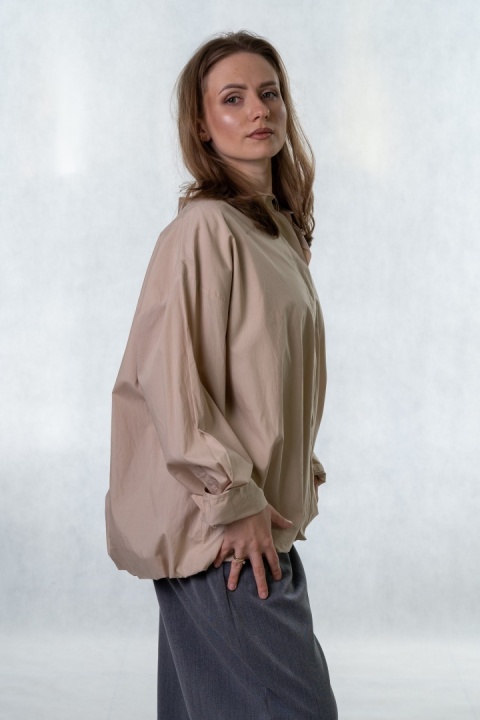 Koszula oversize z lyocellu i bawełny - Gioya & Co. Beige
