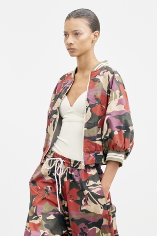 Kurtka bomber Lumina - kwiatowy print - czerwono-różowy