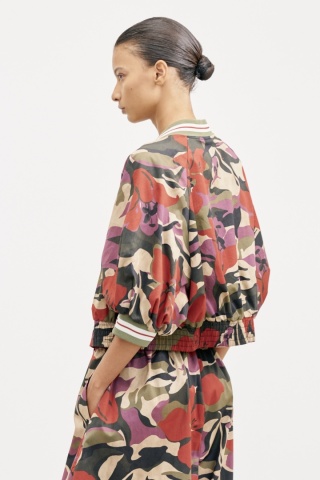 Kurtka bomber Lumina - kwiatowy print - czerwono-różowy