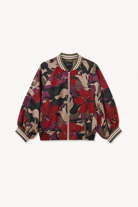 Kurtka bomber Lumina - kwiatowy print - czerwono-różowy