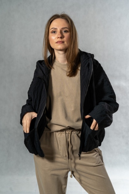 Kurtka oversize JOY z kapturem - czarna