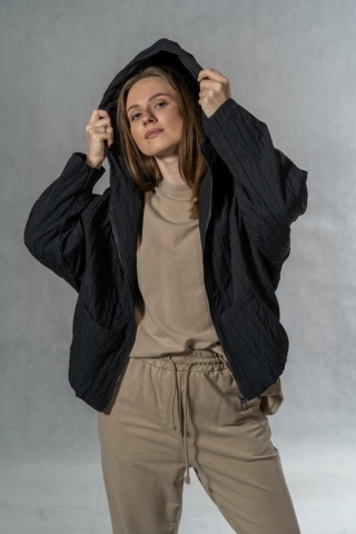 Kurtka oversize JOY z kapturem - czarna
