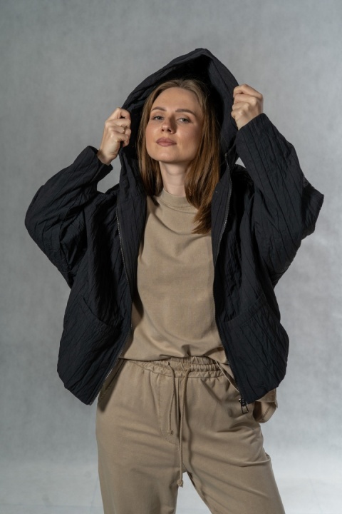 Kurtka oversize JOY z kapturem - czarna