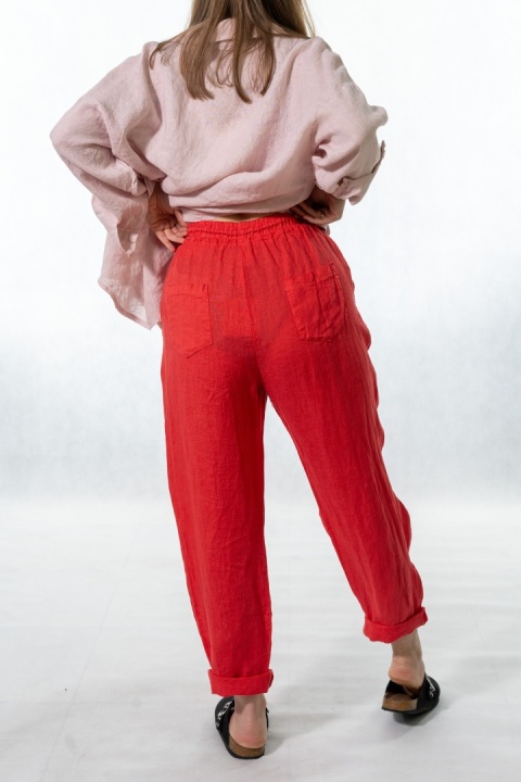 Spodnie damskie 100% len Gioya&Co. - Flame Red