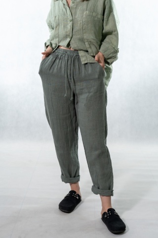 Spodnie damskie 100% len Gioya&Co. – Militare