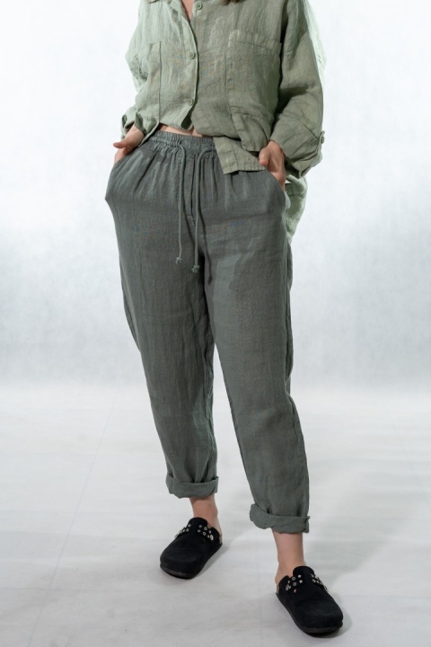Spodnie damskie 100% len Gioya&Co. – Militare