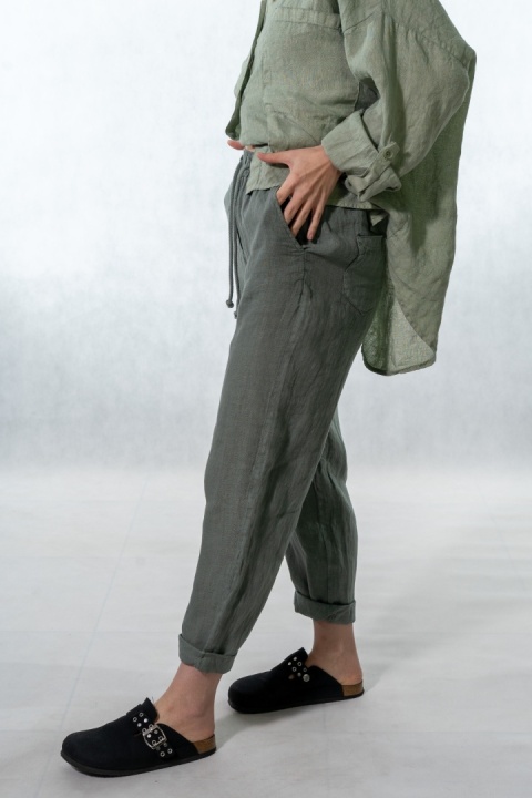 Spodnie damskie 100% len Gioya&Co. – Militare