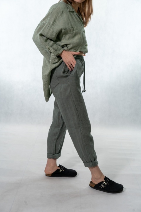 Spodnie damskie 100% len Gioya&Co. – Militare