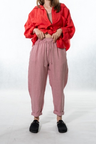 Spodnie damskie 100% len Gioya&Co. – Paris Pink
