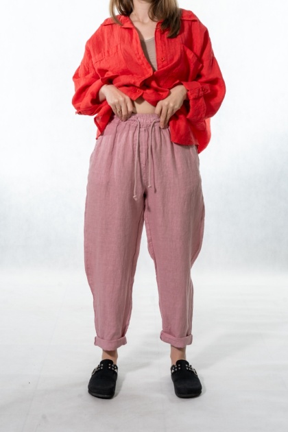Spodnie damskie 100% len Gioya&Co. – Paris Pink