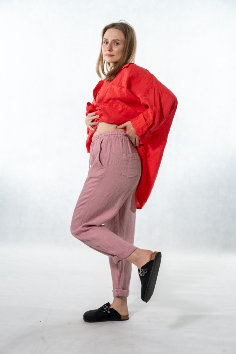 Spodnie damskie 100% len Gioya&Co. – Paris Pink