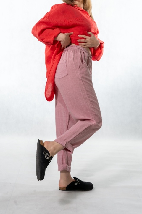 Spodnie damskie 100% len Gioya&Co. – Paris Pink