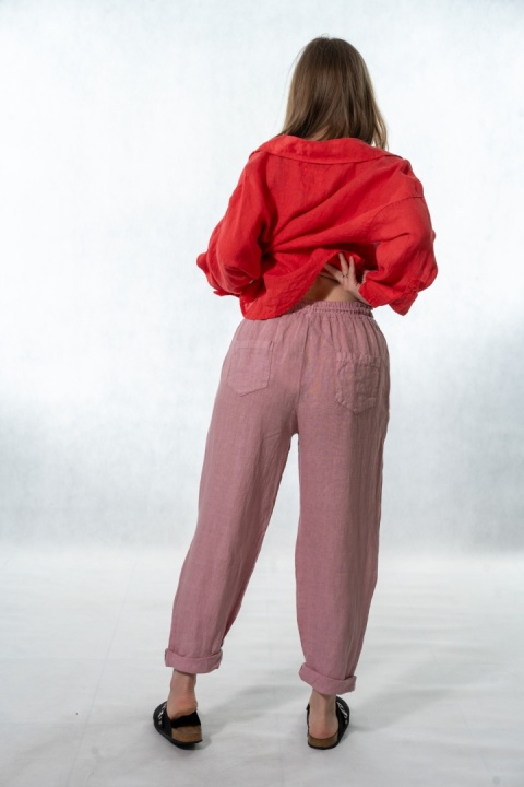 Spodnie damskie 100% len Gioya&Co. – Paris Pink