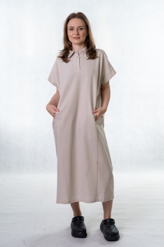 Sukienka Wiya z tkaniny typu Lacosta Beige