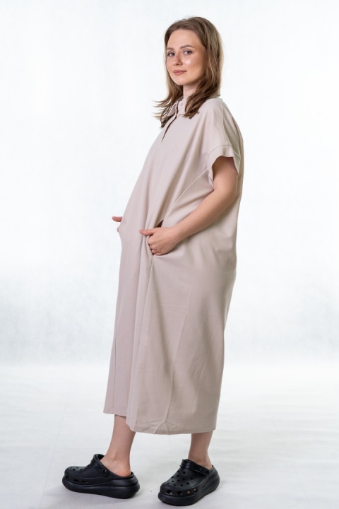 Sukienka Wiya z tkaniny typu Lacosta Beige
