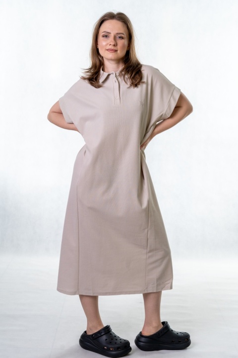Sukienka Wiya z tkaniny typu Lacosta Beige