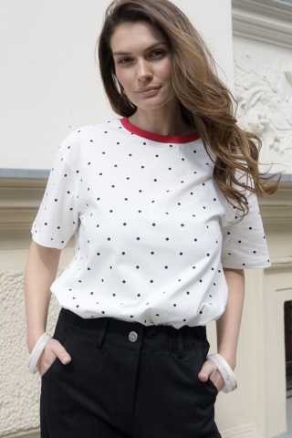 T-shirt w kropki LEMONADA – czerwone kropki