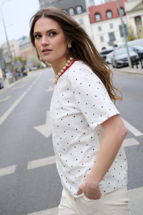 T-shirt w kropki LEMONADA - czerwone kropki