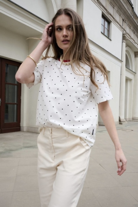 T-shirt w kropki LEMONADA - czerwone kropki
