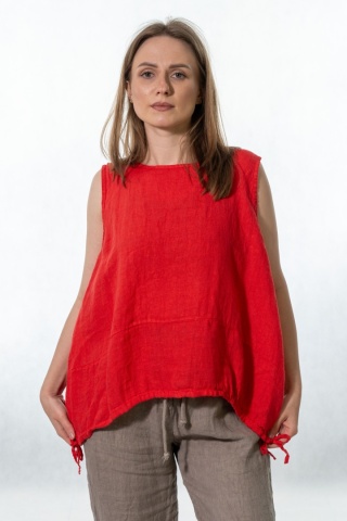 Top lniany oversize WIYA - Flame red