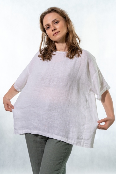 Bluzka Wendy Trendy 100% Len - Biała