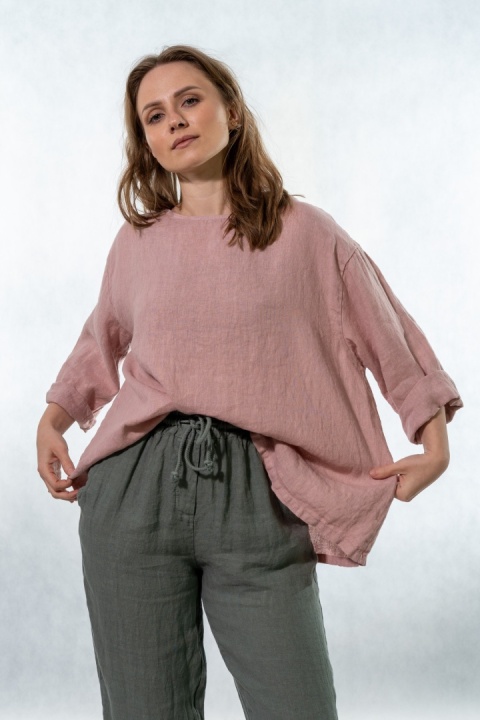 Bluzka Wendy Trendy 100% Len - Pudrowy róż