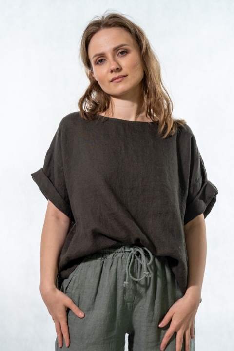 Bluzka Wendy Trendy 100% Len - Grafitowa