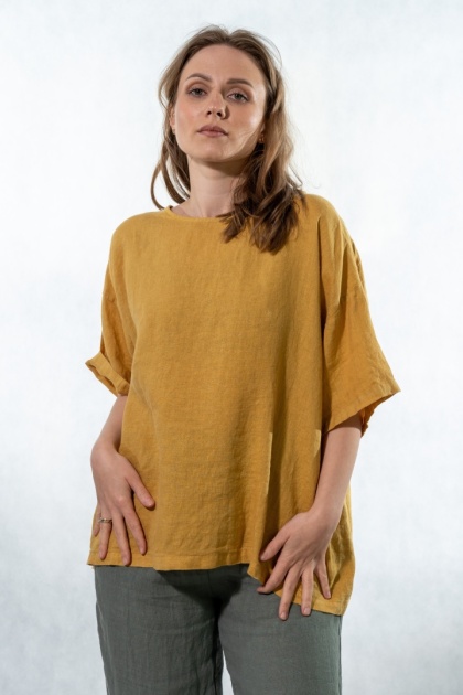 Bluzka Wendy Trendy 100% Len – Musztardowa
