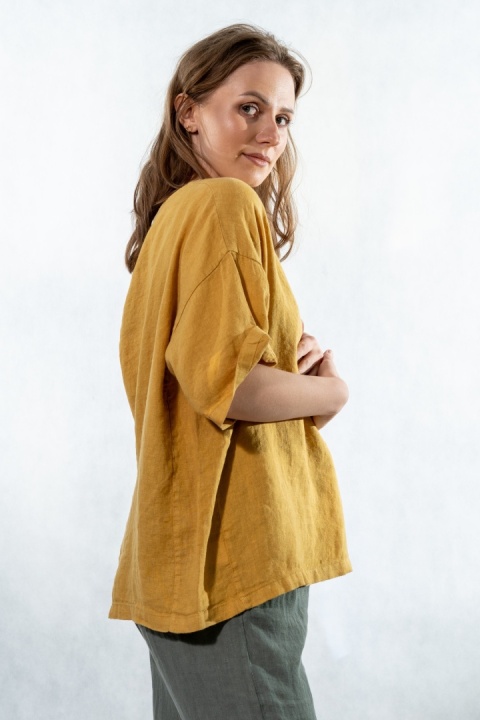 Bluzka Wendy Trendy 100% Len – Musztardowa
