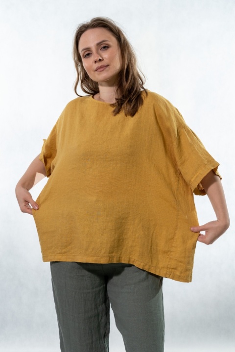 Bluzka Wendy Trendy 100% Len – Musztardowa