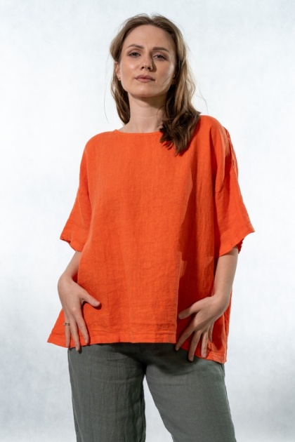 Bluzka Wendy Trendy 100% Len – Pomarańczowa