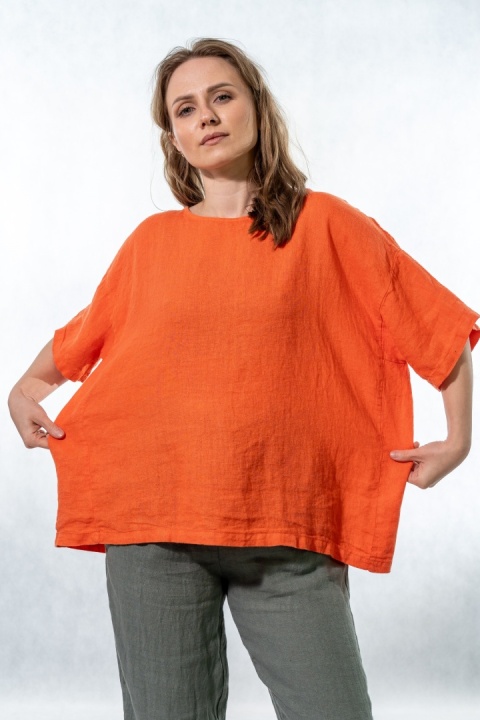 Bluzka Wendy Trendy 100% Len – Pomarańczowa