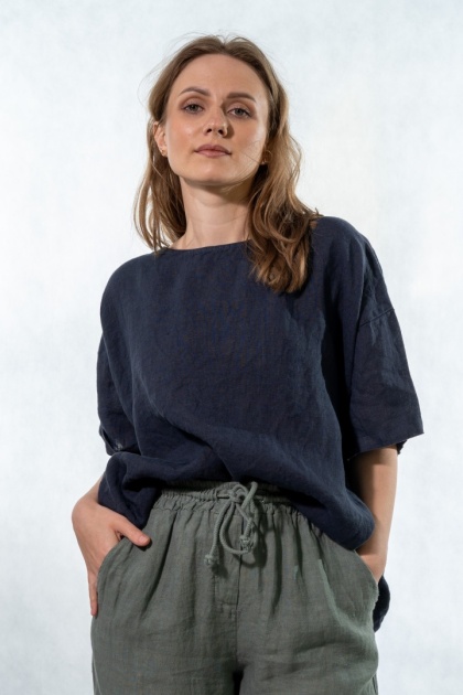 Bluzka Wendy Trendy 100% Len – Granatowa