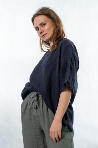 Bluzka Wendy Trendy 100% Len – Granatowa