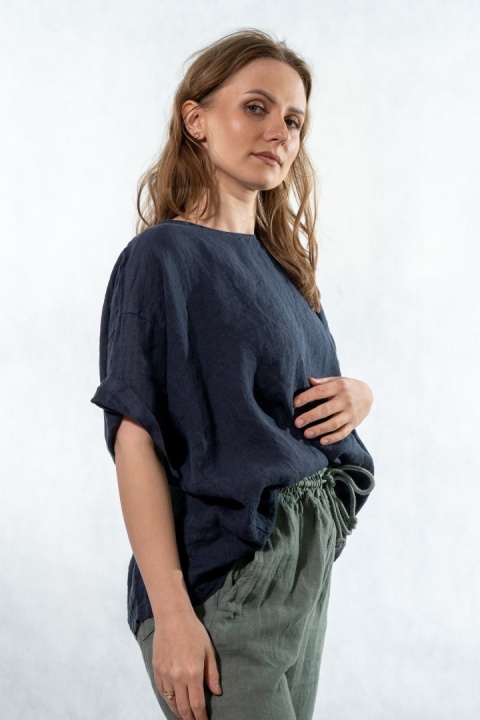 Bluzka Wendy Trendy 100% Len – Granatowa