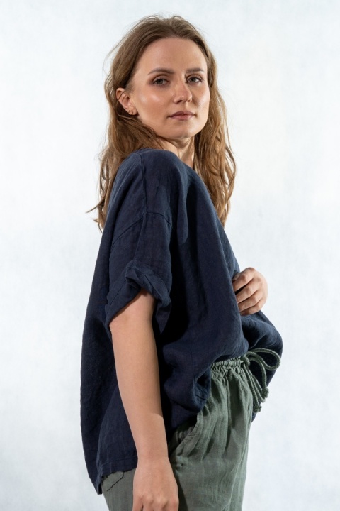 Bluzka Wendy Trendy 100% Len – Granatowa