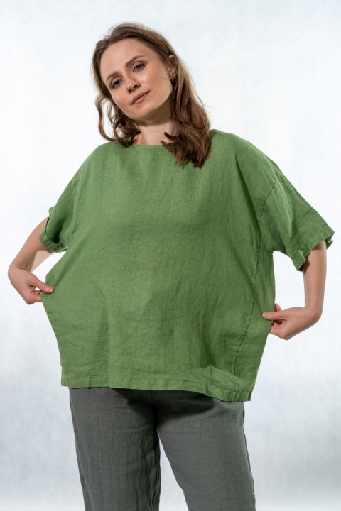 Bluzka Wendy Trendy 100% Len – Szmaragdowa