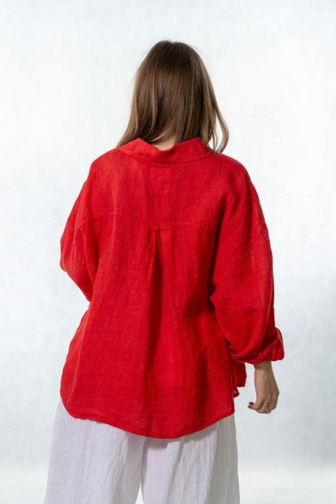 Bluzka lniana oversize Gioya & Co. - Flame red