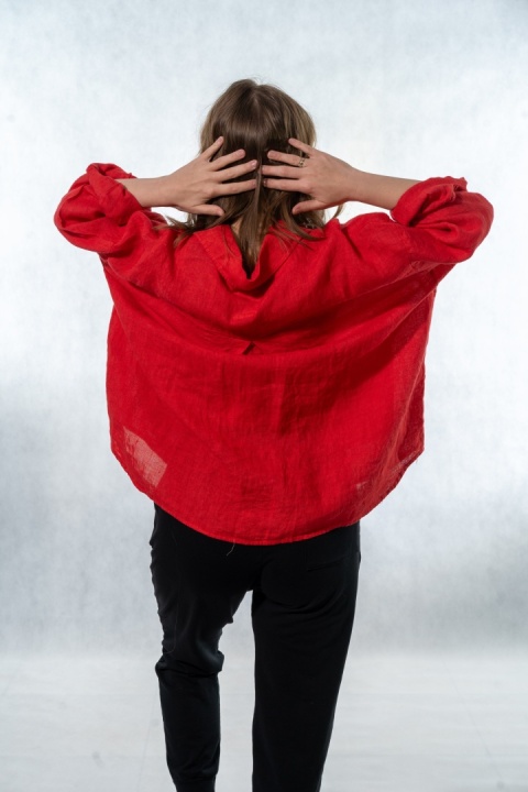 Bluzka lniana oversize Gioya & Co. - Flame red