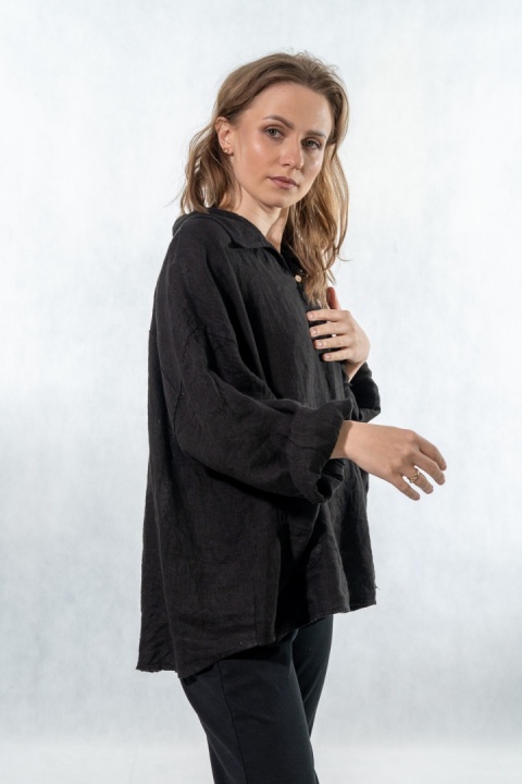 Bluzka lniana oversize Gioya & Co. - Nero