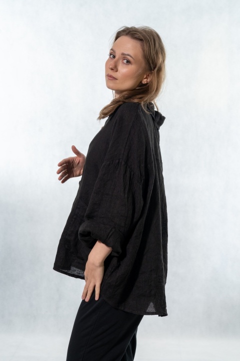 Bluzka lniana oversize Gioya & Co. - Nero