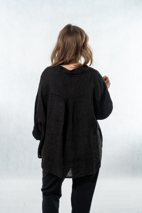Bluzka lniana oversize Gioya & Co. - Nero