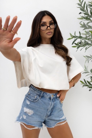 T- shirt Lenoshka Comfy Oversize Tee ze stoperem - Kokosowy