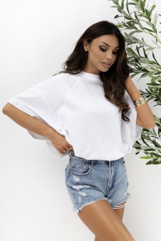 T- shirt Lenoshka Comfy Oversize Tee ze stoperem - Biały