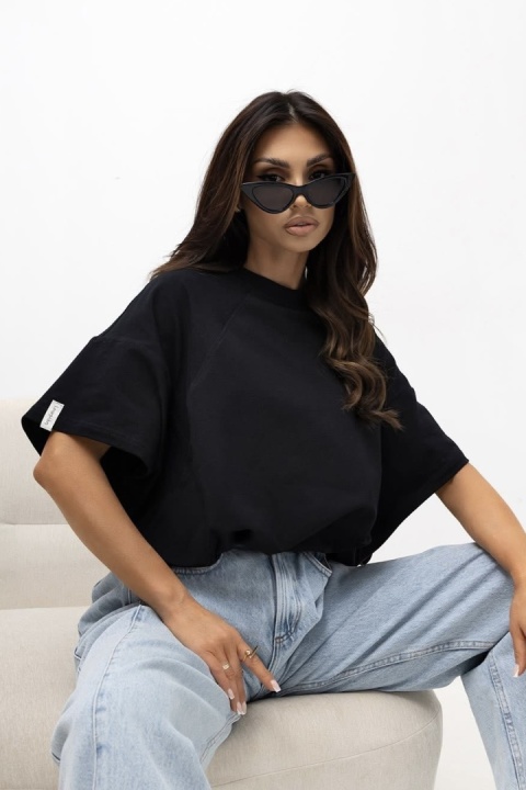 T- shirt Lenoshka Comfy Oversize Tee ze stoperem - Czarny