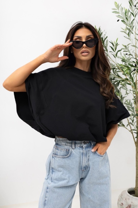 T- shirt Lenoshka Comfy Oversize Tee ze stoperem - Czarny